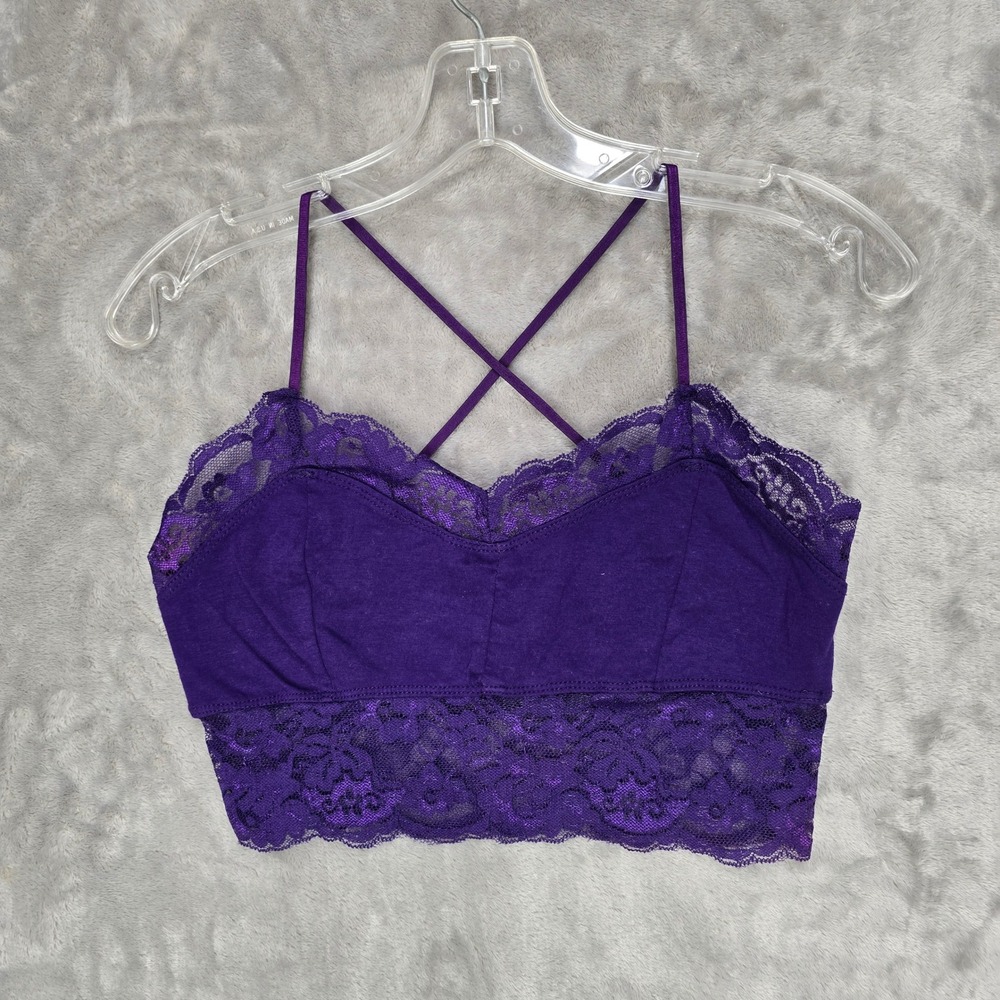Bozzolo Bralette Women Large Purple Lace Strappy Crisscross Cami Top Dainty Y2K